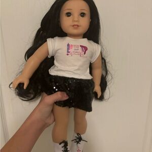 $35 Stylish Black-Haired Doll with White T-Shirt AMERICAN GIRL DOLL